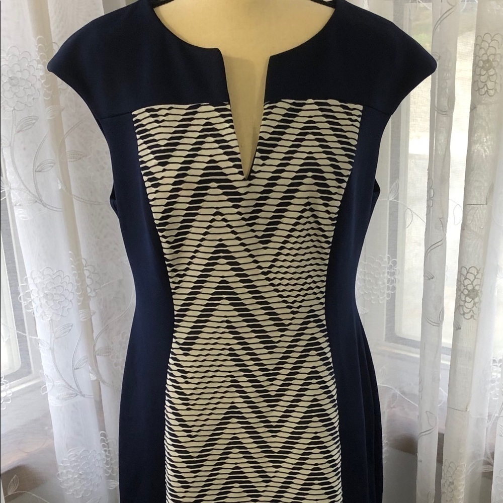 Connected apparel blue/white dress SZ L career